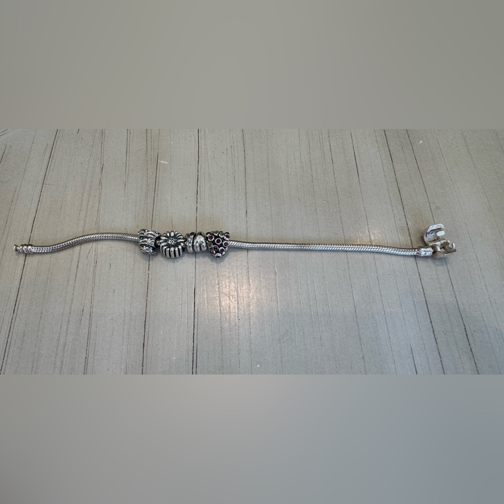 Biagi/Pandora 925 Sterling Silver Snake Bracelet with Vintage Charms - Picture 5 of 15